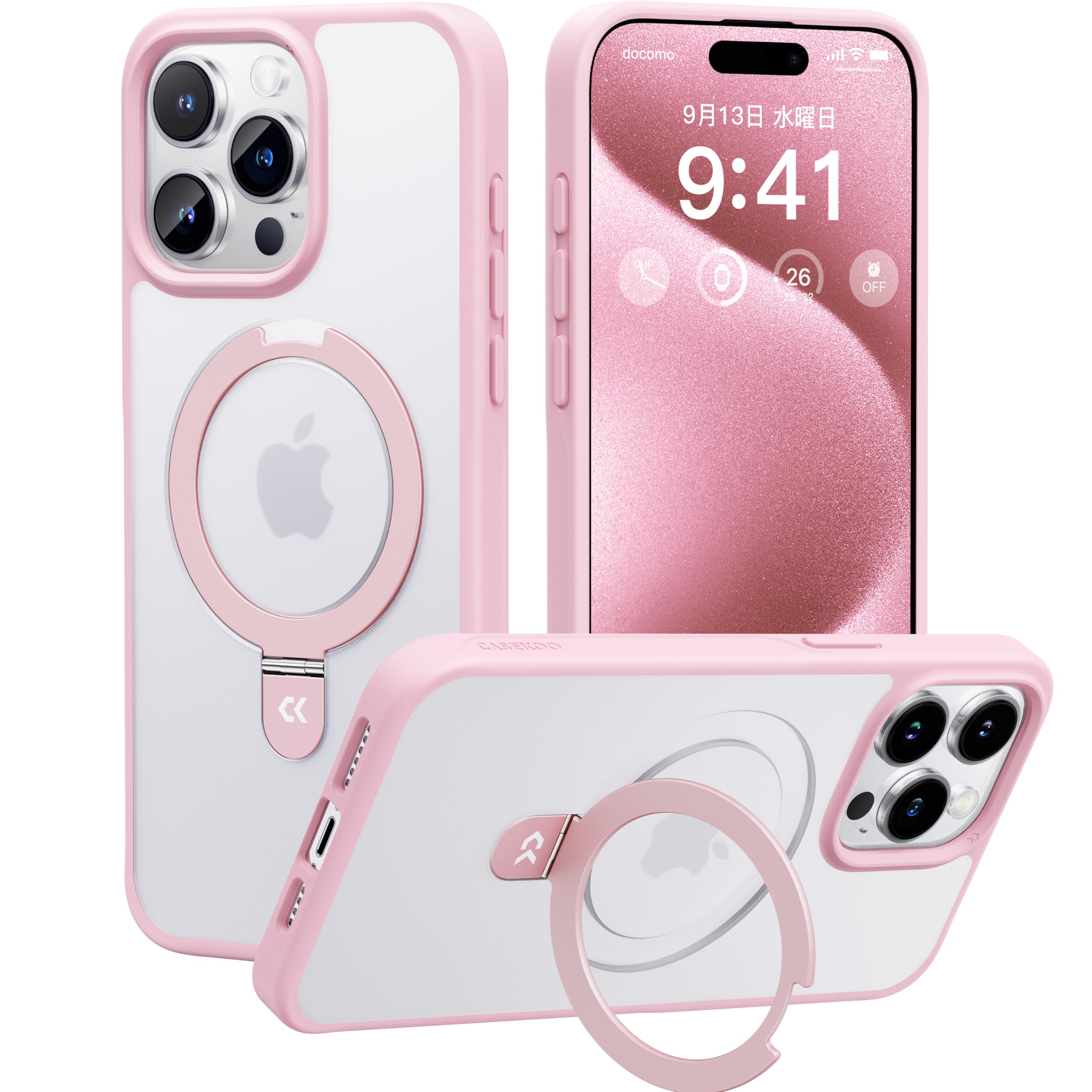 CASEKOO iPhone 15 Pro   ڿΩġ¿ǽΡMagsafeб ƷMIL Ѿ׷  ɻ ޥåȻž夲 ɻ ȾƩ ޥۥ ȥåץۡդ 磻쥹б ե15proѥʥԥ󥯡