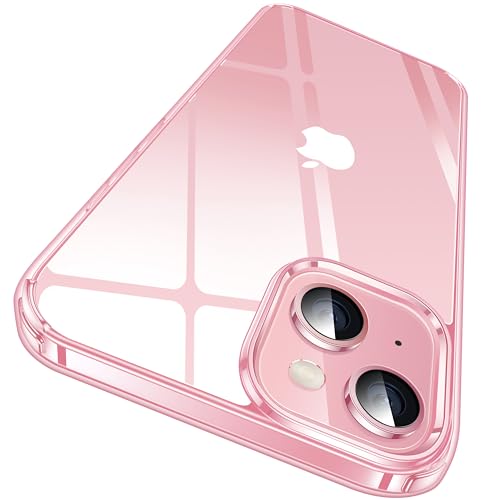 CASEKOO iPhone 15 / 14 Plus 用 ケース クリア 黄変防止 耐衝撃 米軍MIL規格 ストラップホール付き 6.7インチ カバー ワイヤレス充電対応 アイフォン15/14Plus 用 ケース ピンク 