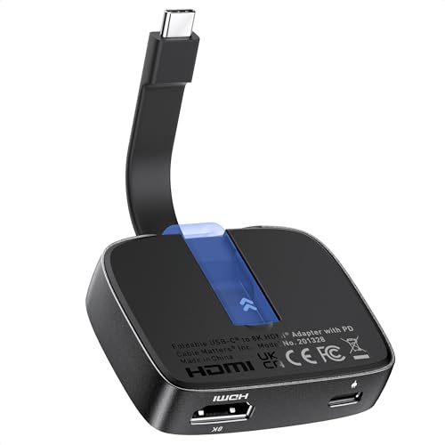 Cable Matters ポータブル 48Gbps USB C HDMI 2.1 変換アダプタ 100W PD 4K 120Hz / 8K 60Hz HDR iPhone 15 Pro Max Thunderbolt 4 MacBook 4K@60Hz対応