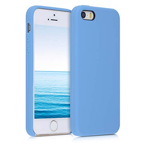 kwmobile Case Compatible with Apple iPhone SE (1.Gen 2016) / iPhone 5 / iPhone 5S Case - TPU Silicone Phone Cover with Soft Finish - Vintage Blue