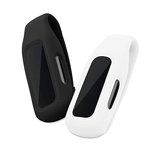 kwmobile 2x Clip Holders Compatible with Fitbit Inspire 3 / Inspire 2 / Ace 3 - Clip-On Holder Replacement Set - Black/White