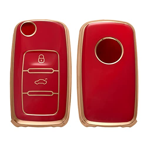 kwmobile Key Cover Compatible with VW Skoda SEAT 3 Button Car Key Key Cover - Car Key Fob Case P..