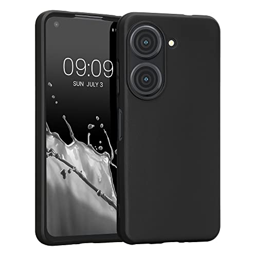 kwmobile Case Compatible with ASUS Zenfone 10 / Zenfone 9 Case - Soft Slim Protective TPU Silicone Cover - Black Matte