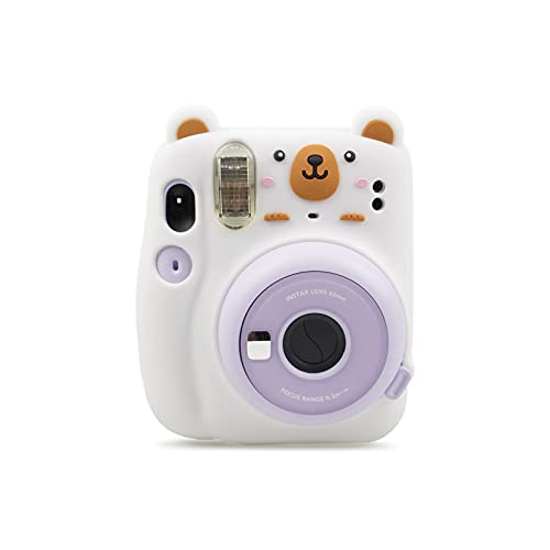 HIYQIN チェキケース,FUJIFILM instax mini11ケース 可愛いカメラバッグ 柔らかいシリコン保護ケース(可愛い熊)