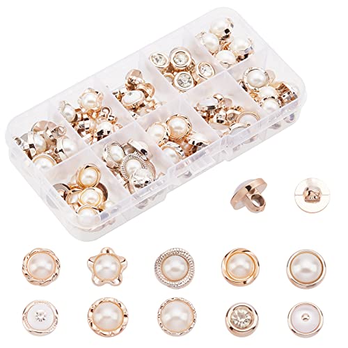 PH PandaHall パールボタン 10種100個セット 真珠 縫製ボタン アクセサリーパーツ 10~13mm 飾り ボタン 手芸材料
