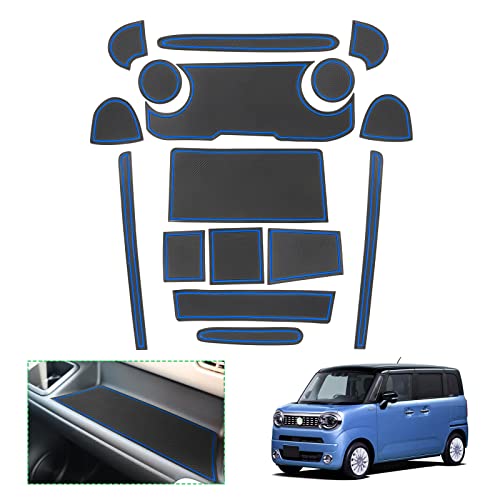 楽天PLAYS REGAL【GAFAT】スズキ ワゴンRスマイル MX81S/91S型 2021年～現行 SUZUKI Wagon R Smile 新型 専用 ドアポケットマット ラバーマット ゴム 防音 ドリンクホルダー アクセサリー ドレスアップ インテリアラバーマット 汚れ防止 右ハンドル専用 傷防止 滑り止め （ブルー）