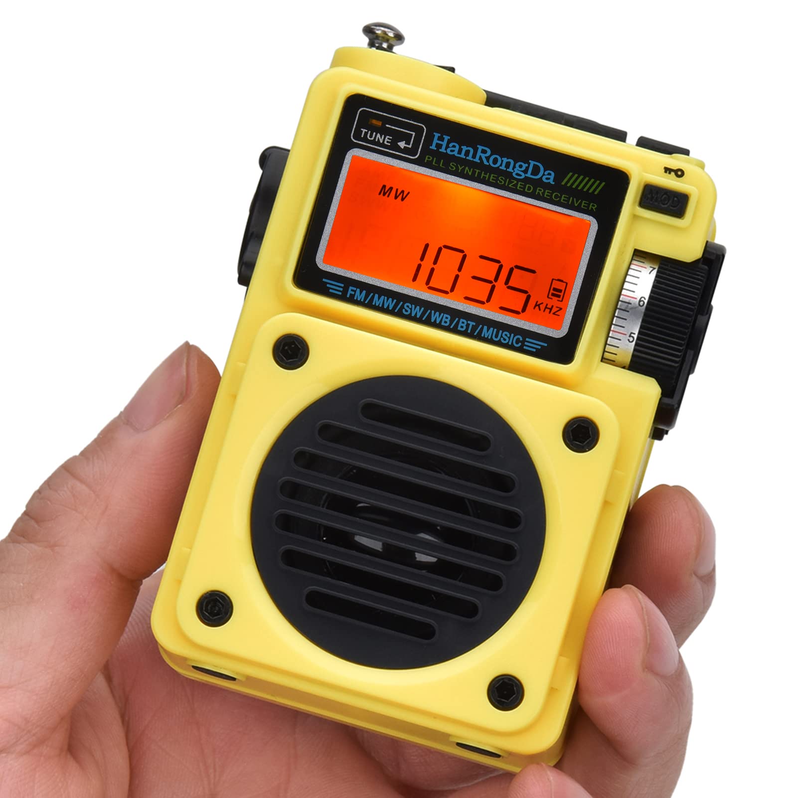 HanRongDa Bluetoothスピーカー 小型BCLラジオ MicroSDカード対応 FM/AM/短波/ワイドFM対応 充電式 MP3レトロプレーヤー タイマー デジタル時計 技適認証済 アウトドア 防災 旅行に最適 HRD701