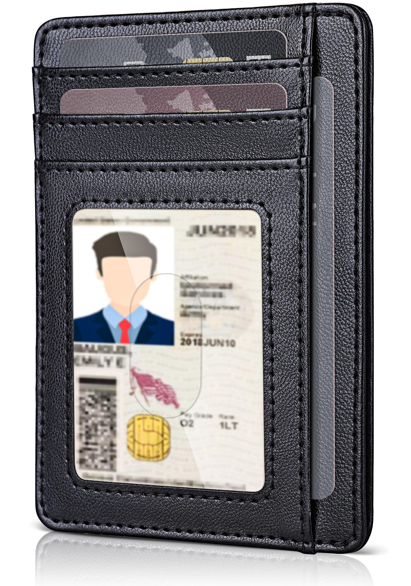 [Teskyer] クレジットカードケース IDカードホルダー 高級PUレザー 薄型 カード入れ カードケース RFIDスキミング防止 カードホルダー 大容量 男女兼用（ブラック）