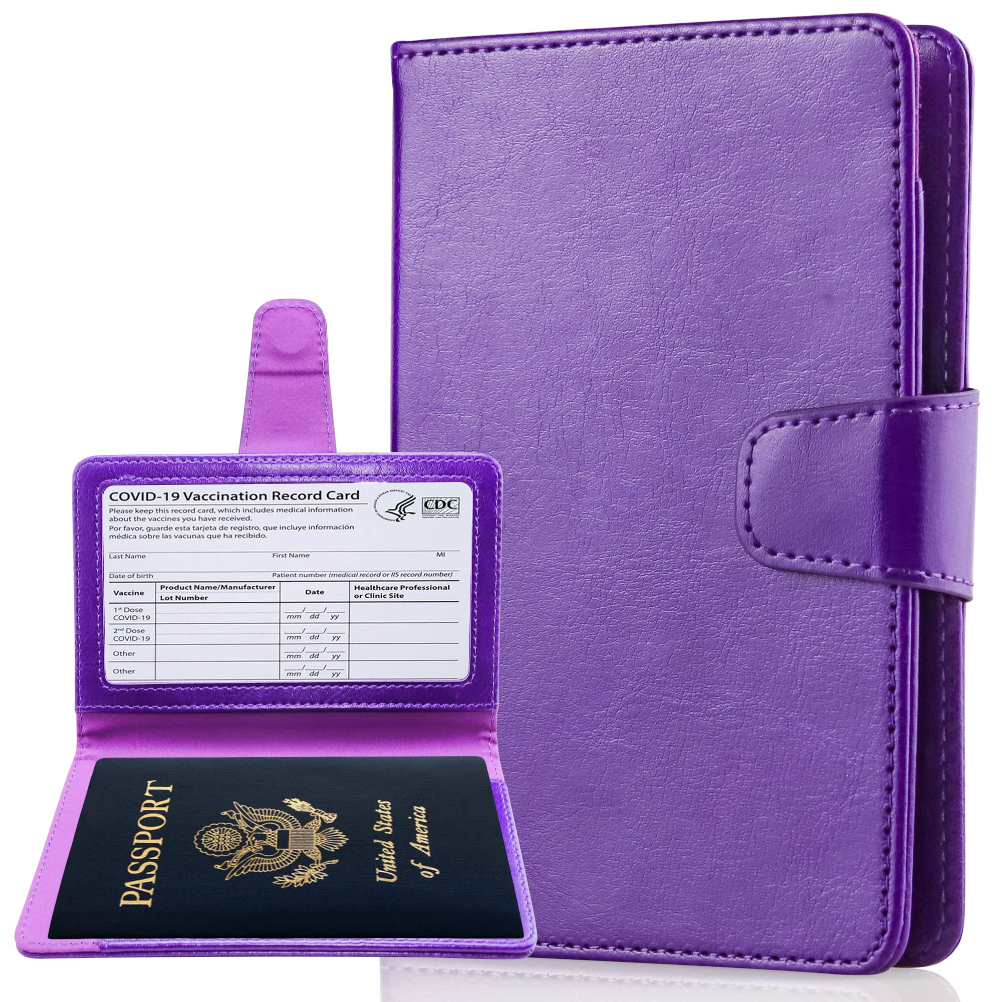 楽天PLAYS REGAL[Teskyer] パスポートケース スキミング防止 パスポートカバー 出張用 海外旅行 高級PU パスポート カードケース 多機能収納ポケット付き （パープル）