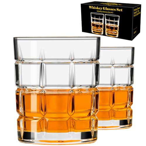 PARACITY ロックグラス 2 個セット、オールドファッションウイスキーグラス、300MLのウイスキー グラス、バーボングラス、スコッチ、酒ウォッカ、バーボン用ロックグラス、男性、夫、ボーイフレンドへのウイスキーギフト…