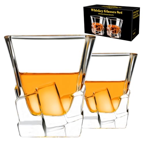 PARACITY ロックグラス 2 個セット、オールドファッションウイスキーグラス、300MLのウイスキー グラス、バーボングラス、スコッチ、酒ウォッカ、バーボン用ロックグラス、男性、夫、ボーイフレンドへのウイスキーギフト