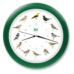 KOOKOO（クークー) Singv?gel（ソングバード) 緑色 歌う壁掛け時計 癒される小鳥の声 贈り物に最適 お歳暮 インテリアコーディネーター 壁掛け時計 森の時計 癒される音