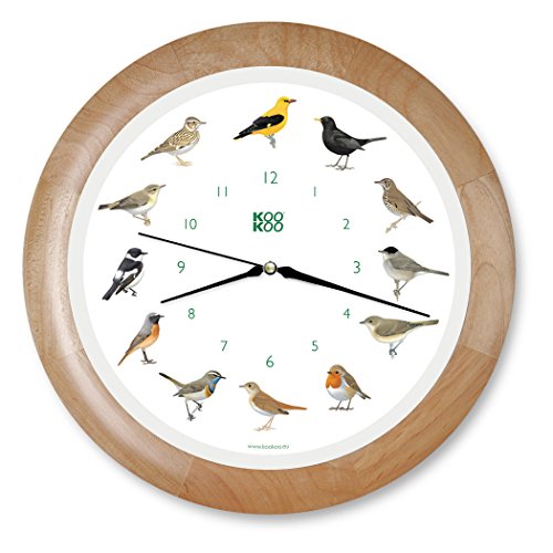 KOOKOO（クークー) Singv?gel（ソングバード) 木目色 歌う壁掛け時計 癒される小鳥の声 贈り物に最適 お歳暮 インテリアコーディネーター 壁掛け時計 森の時計 癒される音