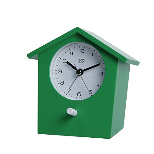 KOOKOO（クークー） アーリーバード 緑色 本物の鳥のさえずり 3種類のゴング音 癒されるアラーム音 目覚まし時計 森の目覚まし時計 贈り物に最適 ギフト 子供への贈り物に かわいい目覚まし時計