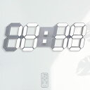 KOSUMOSU デジタル時計 LED時計 壁掛け時計 3D 15インチ 目覚まし時計 リモコン付き 音なし ランプ年/月/日温度表示 白色のキッチン時計（ACアダプター付属無し) ACD-215W
