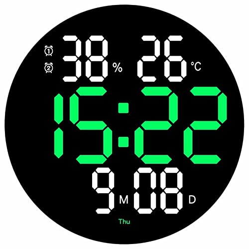 Danmukeji LEDデジタル時計 人気時計 壁掛け 多機能 壁掛け時計 発光 大数字 ファッション配色 見やすい 静音 光感調節 正逆タイマー/温度/湿度/日付/目覚まし時計 同画面表示 USB充電 記憶機能 リモコン操作 オフィス ホーム 倉庫 リビングルーム インテリア 新居祝い