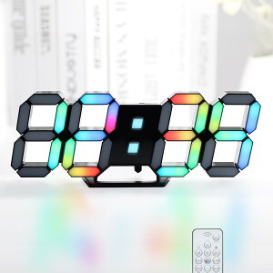 KOSUMOSU 多色デジタル時計 7色LED時計 ネオン壁掛け時計 RGB置き時計 明るさ調整可能 リモコン付き 15インチ 時間表示(12/24時間)/日付/温度(度/?) アラーム機能ACD-215E…