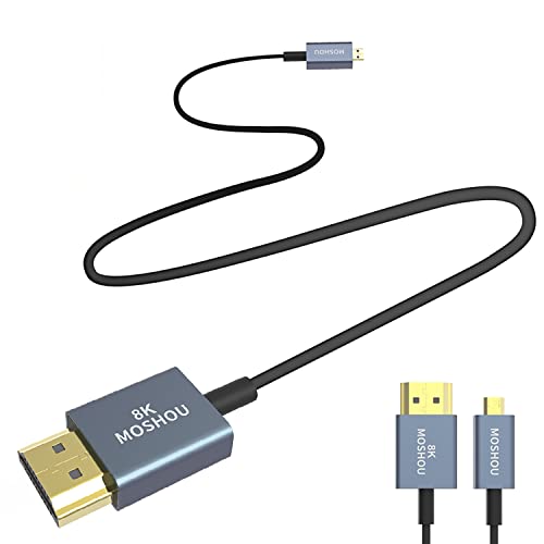 【8K安定版】Sikai 8K 同軸 Micro HDMI ケーブル テフロン芯線を採用【超極細と柔らかい】OD2.4mm 同軸 HDMIケーブル 双方向転送 HDMI2.1規格 超薄型スリムHDMI 48Gbps帯域幅 8K@60Hz 4K@120Hz支持 7680 4320P HDR/HIFI/4:4:4RGB/eARC対応 24金メッキ精銅コネクタ アルミ