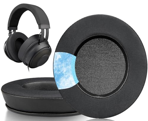 SOULWIT 冷却ジェルパッド イヤーパッド イヤークッション Razer Kraken 2019/Tournament Edition/Ultimate/Kitty/Nari/Essential/Ultimate/Blackshark V2 X/Kraken X/V3 X ゲーミング ヘッドホン 用 交換パッド 冷感 ヘッドパッド (ブラック)