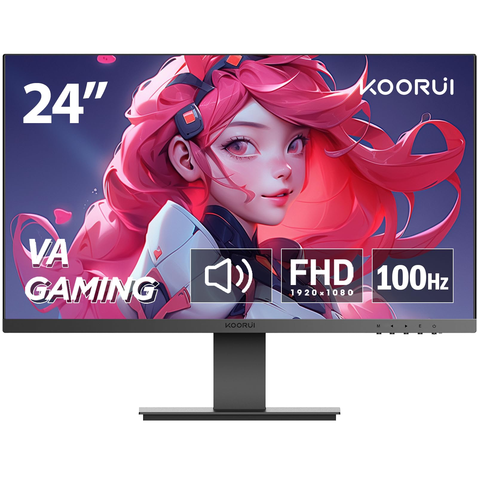 KOORUI 24C` j^[ fBXvC VA FHD ő100Hz VESAΉ u[Cgy tbJ[t[ t[X HDMI 1.4/VGA Xs[J[