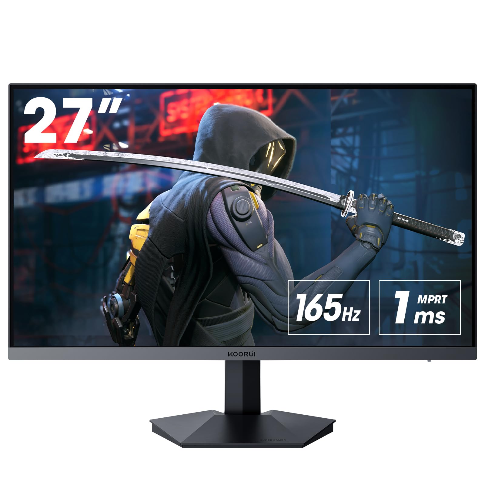 KOORUI 27インチ モニター pcモニター フルhd 液晶ディスプレイ モニター 165Hz VAパネル非光沢 超薄型スリムベゼル/アイケア・ブルーライト軽減/傾き調整/HDMI 2.0ポート/VESAマウント スピーカー非搭載