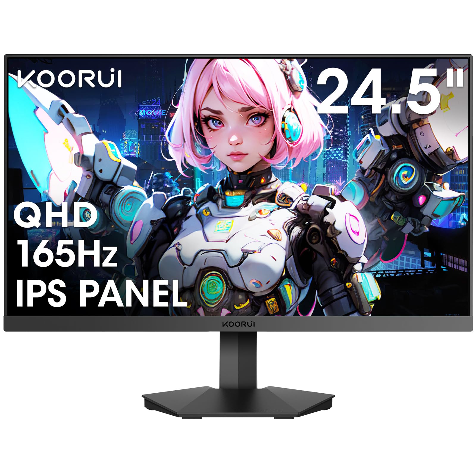 KOORUI Q[~Oj^[ 24.5C` QHD(2560*1440/165Hz/1ms/IPSpl/Adaptive SyncΉ/HDR/X/100mm\/HDMI X2/DisplayPort/VESA/Xs[J[) 25E3Q