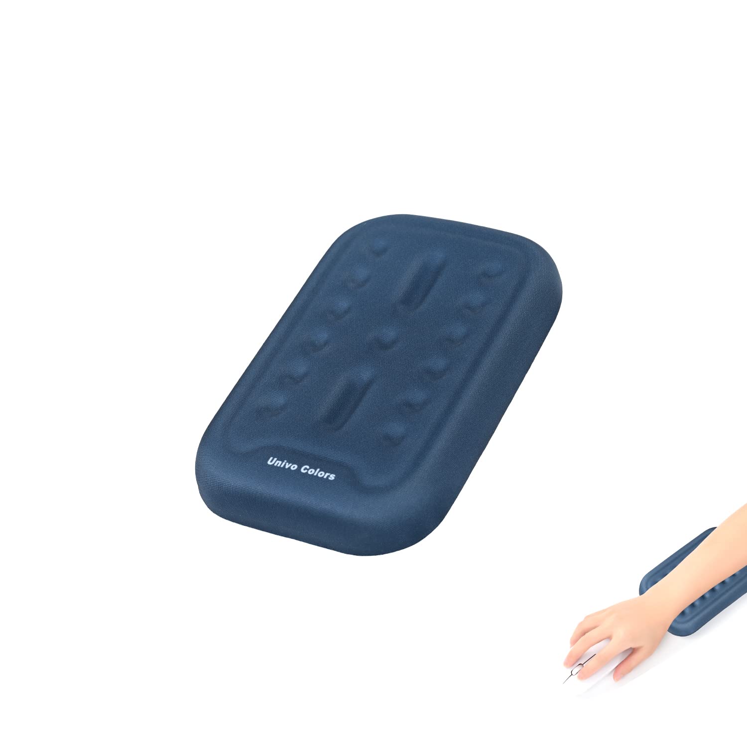 UnivoColors マウス リストレスト 単体 手首＆肘置き アームレスト 人間工学デザイン 疲労低減 柔らかい素材 ストレス解放 マッサージホール付き 通気性 あり 肌に刺激なし(ネイビー)