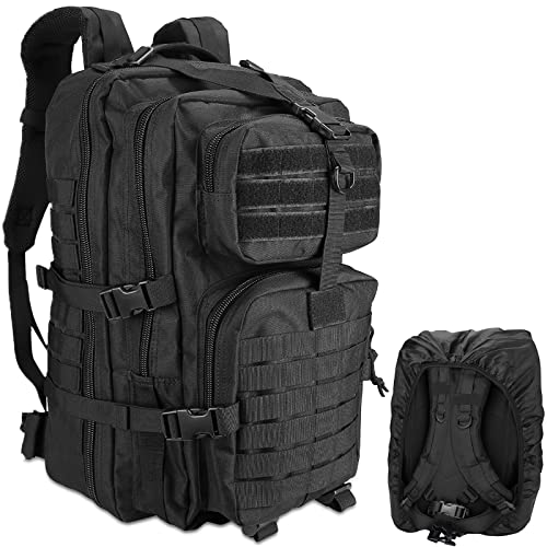 [ProCase] バックパック 48L 大容量リュックサック MOLLEシステム レインカバー 多機能 3~5日間のアウトドアに対応 －ブラック