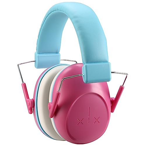 [ProCase] 子供用 騒音防止の安全イヤーマフ、遮音 聴覚過敏 調整可能なヘッドバンド付き 耳カバー 耳あて 聴覚保護ヘッドフォン －ピンク