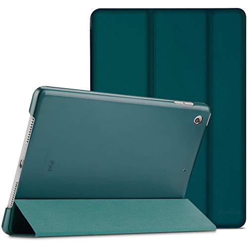 ProCase iPad 9/8/7 ケース (2021 2020 2019) 半透明バックカバー スマートカバー 軽量 三つ折りスタンド iPad 10.2" 対応 - エメラルド