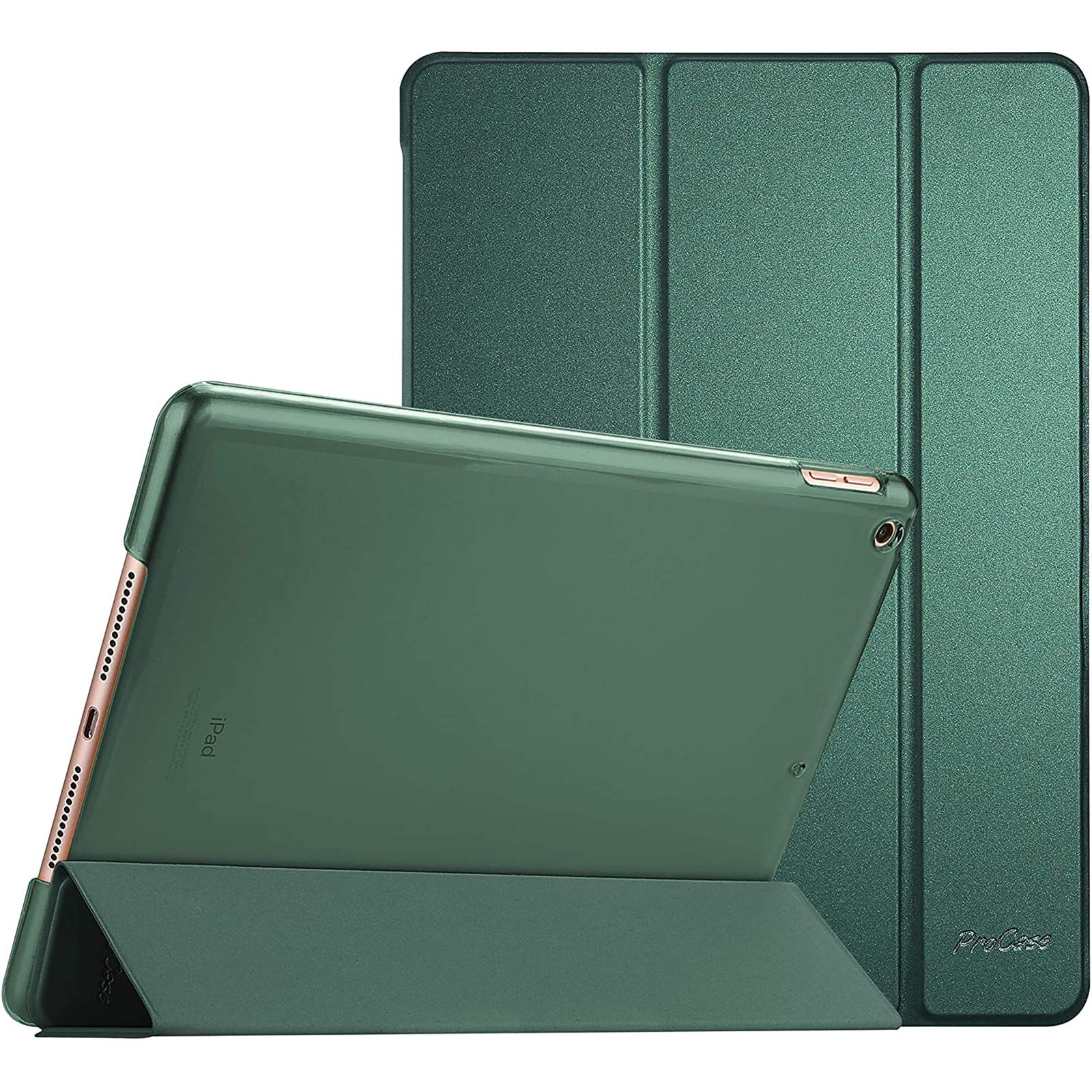 ProCase iPad 9/8/7 ケース (2021 2020 2019) 半透明バックカバー スマートカバー 軽量 三つ折りスタンド iPad 10.2