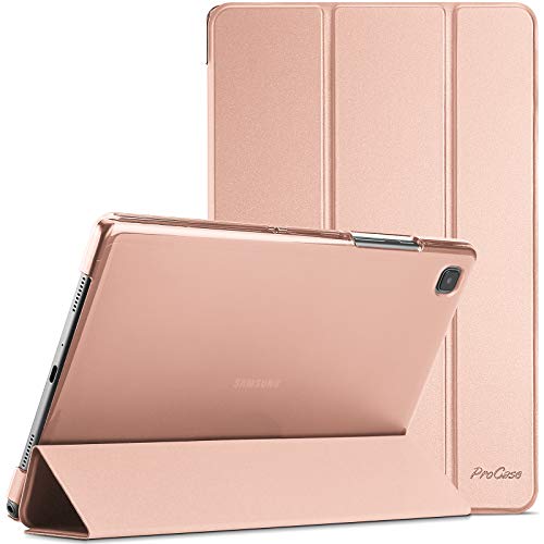 ProCase Galaxy Tab A7 10.4” (T500 T503 T505 T507) ケース 2020発売 超スリム スタンド フォリオ保護ケース 半透明フロスト バックカバー‐ローズゴールド