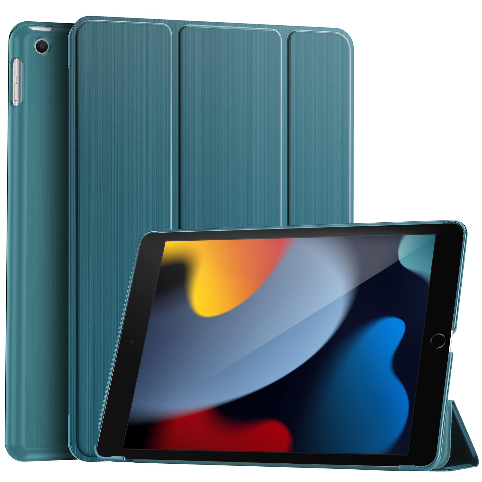 ProCase iPad 9/8/7 ケース 10.2インチ 2021 2020 2019, 三つ折りスタンド スマートカバー オートスリープ対応 金属起毛テクスチャ模様、対応機種： iPad 10.2