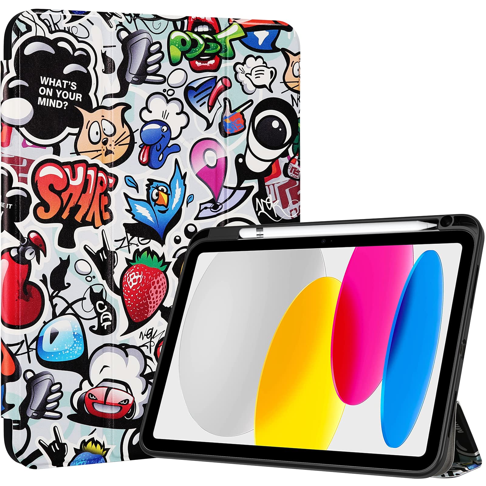 ProCase iPad 10 P[X 2022 10.9C` A2696 A2757 A2777 y[ ϏՌ O܂ X^h X}[gJo[iVFAj