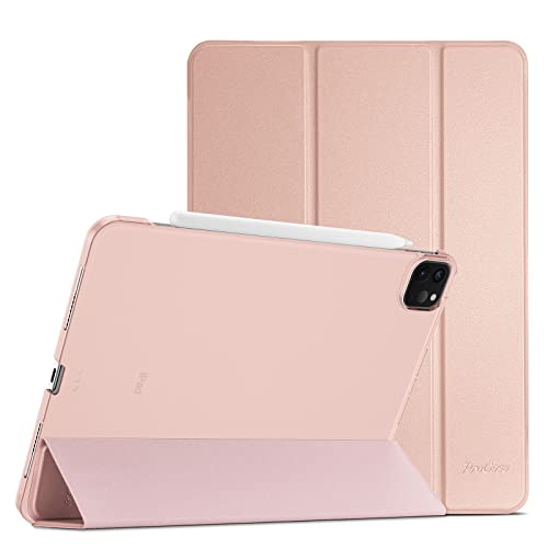 ProCase iPad Pro 11 ケース 第4/3/2/1世代に適用（2022 2021 2020 2018)、[Apple Pencilのペアリングと充電に対応] 三つ折り スタンド スマートカバー - ローズゴールド