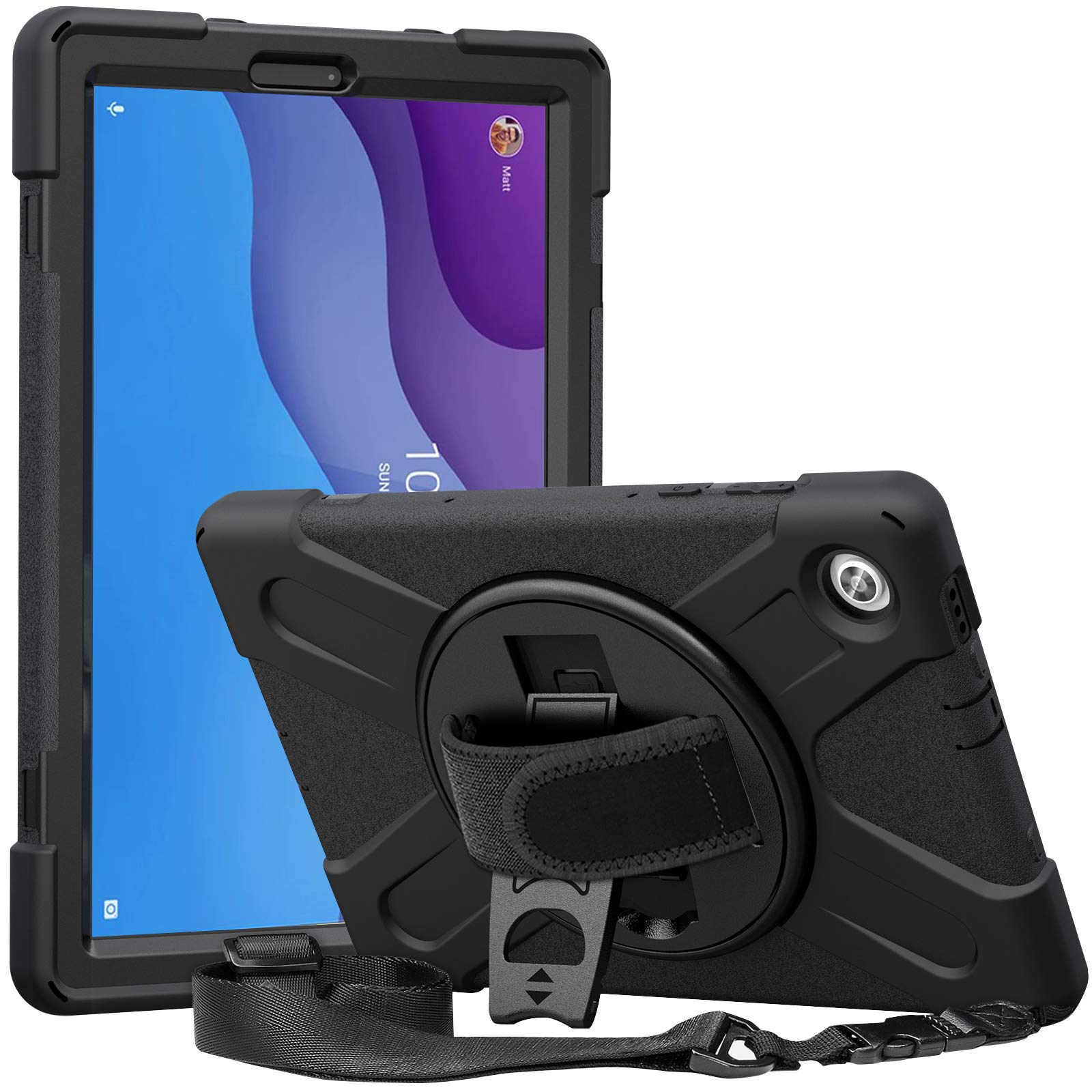 ProCase m{ Tab M10 HD 2 P[X 10.1C` ϏՌ obNJo[ ]X^h n[hVF یJo[ Ή[Fm{ Tab M10 HD 2(TB-X306X)/ Smart Tab M10 HD 2(TB-X306F) 2022 2020 - ubN