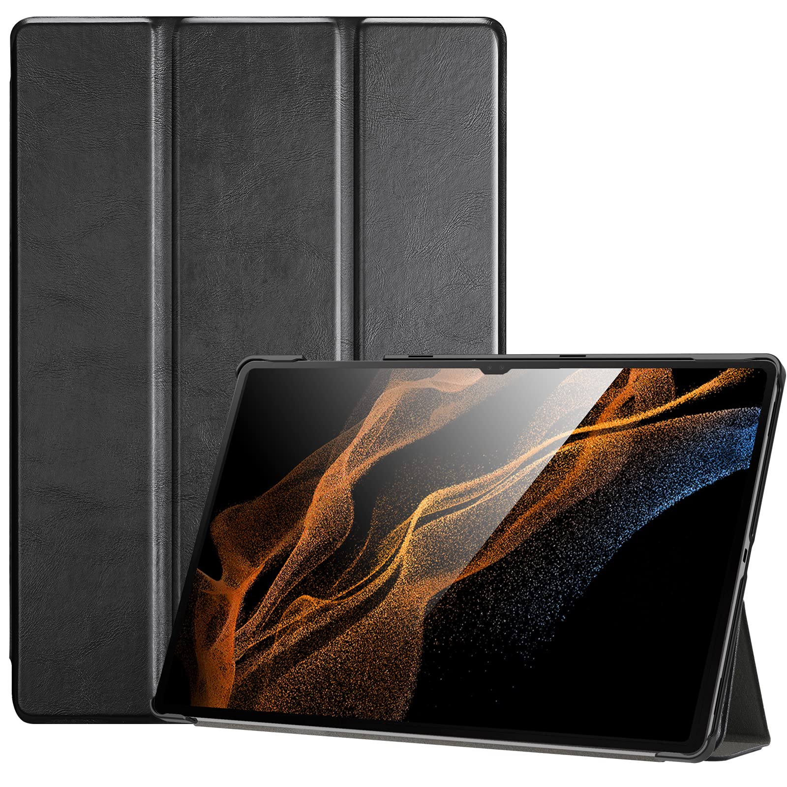 ProCase TX Galaxy Tab S8 Ultra P[X 2022 (X900 X906)Ay[ X^h X}[gJo[ y X[v/EFCNΉ - ubN