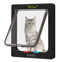 Ycozy ペットドア 猫 超薄型 外寸20×19cm お勧め最大戸の厚さ2.0cm 猫 出入り口 小型犬用 ドア 猫扉 4-way切替 ロック キャットドア 室内用 冷暖房対策