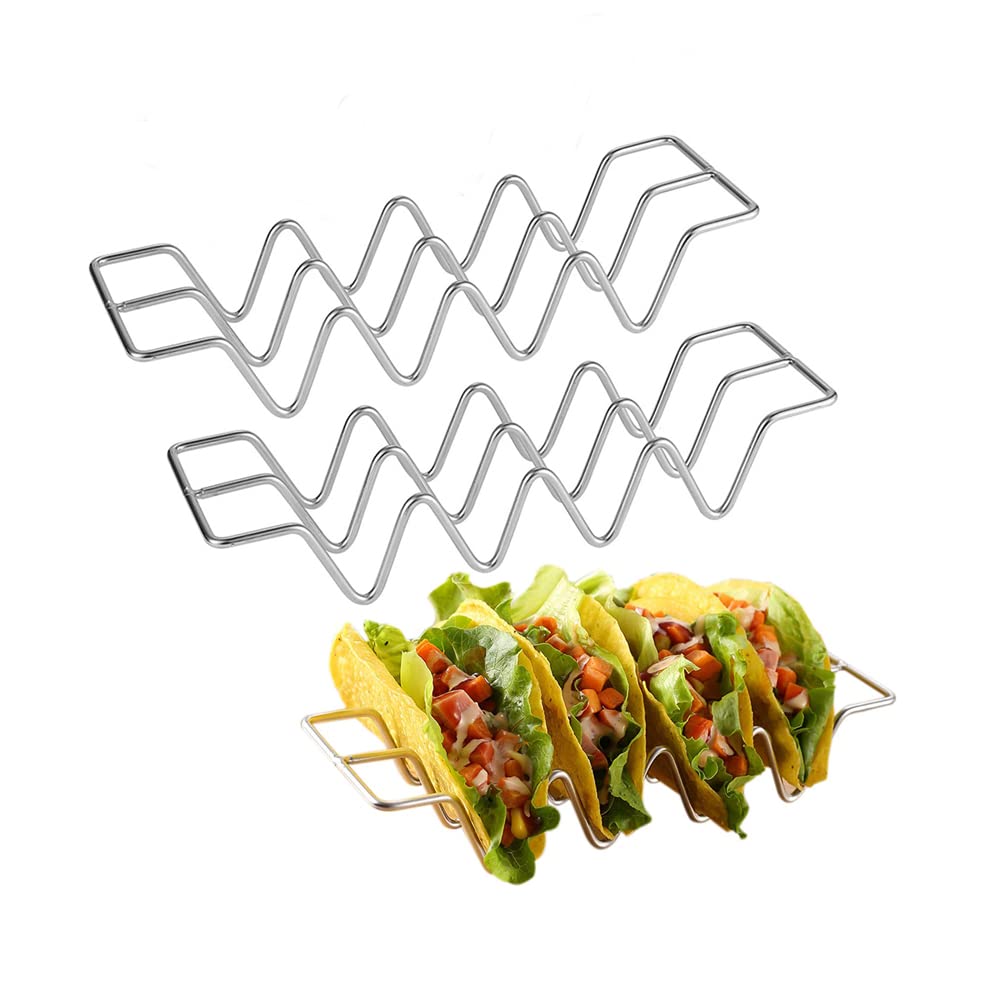 Mollytek タコスホルダー タコススタンド 2ピース Taco Shell Holder 4個用taco ホルダーステンレス製 ..