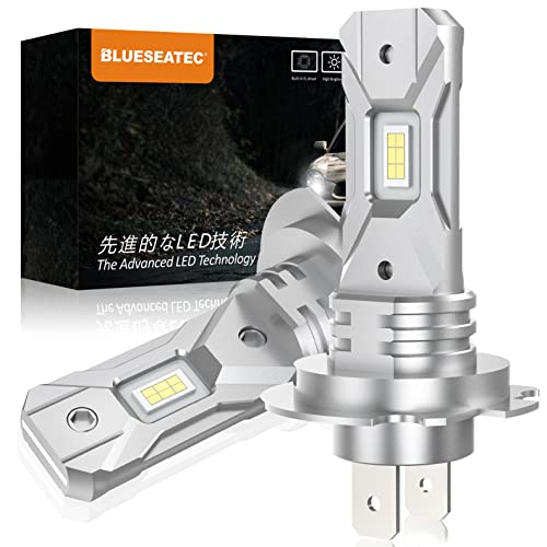 BLUESEATEC【超ミニ】H7 LEDヘッドライト 3倍明るさUP 40W 新基準車検対応 6500K 無極性 ファンレス 放熱性UP 0.1秒瞬間起動 (ハイブリッド車 EV車対応)2個入 3年保証