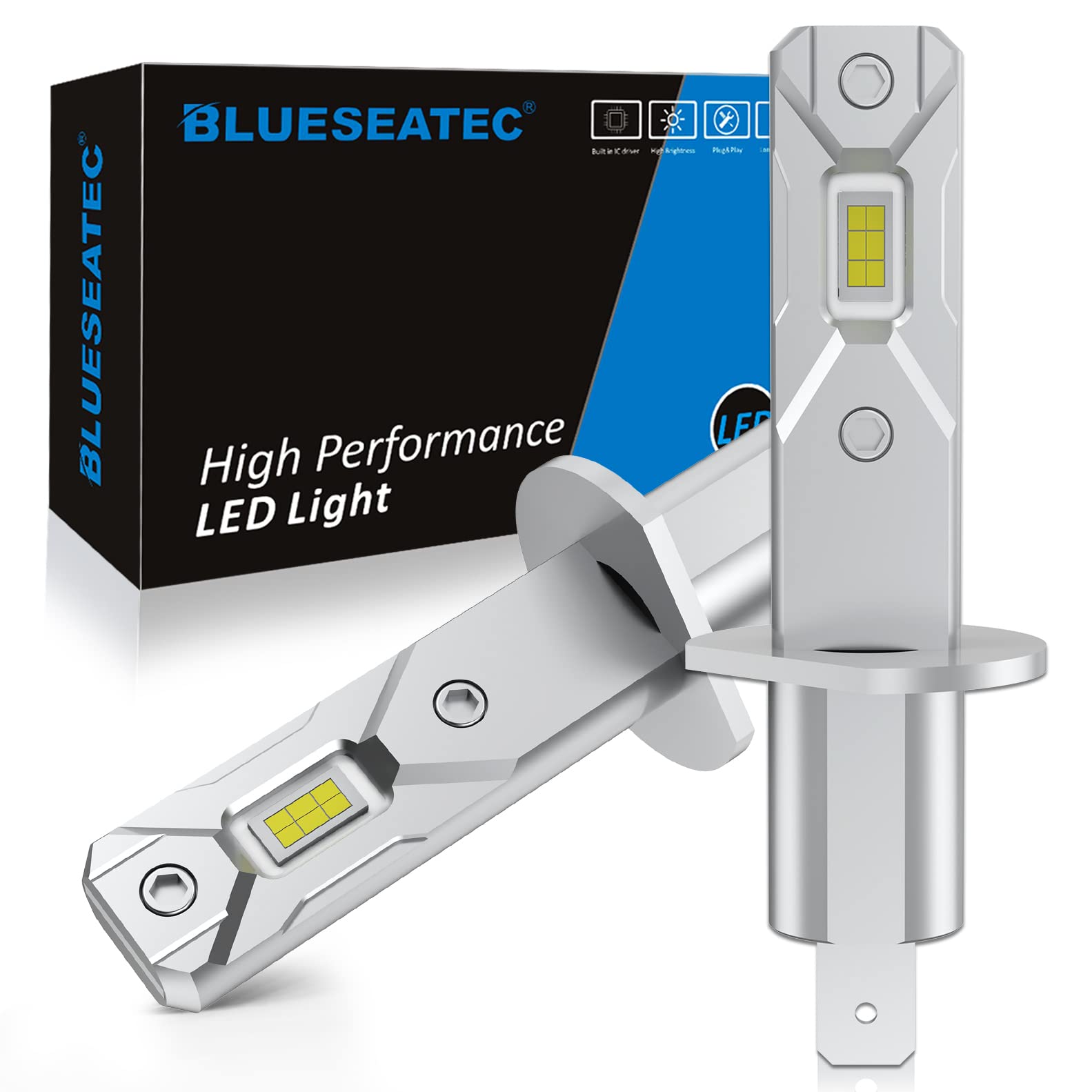 BLUESEATEC H8 H11 LED ヘッドライト 爆光 h8 led フォグランプ 6500K ホワイト 12000LM 50W 車検対応 12V/24v（ハイブリッド車 EV車対応) キャンセラー内蔵 定電流回路搭載 冷却ファン付き 0.01秒瞬間起動 2個入 (2024 年超ショート h1 led)