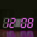 LEDデジタル時計 目覚まし時計 3D led wall clock 置き時計 壁掛け時計 スヌーズ アラーム 明るさ調整 ナイトランプ 年/月/日温度表示 キッチン時計 日本語取扱説明書付き 2022 アップグレード版 -- オーセンティックストア：FAVOR-VIV (黒, ピンクの光)