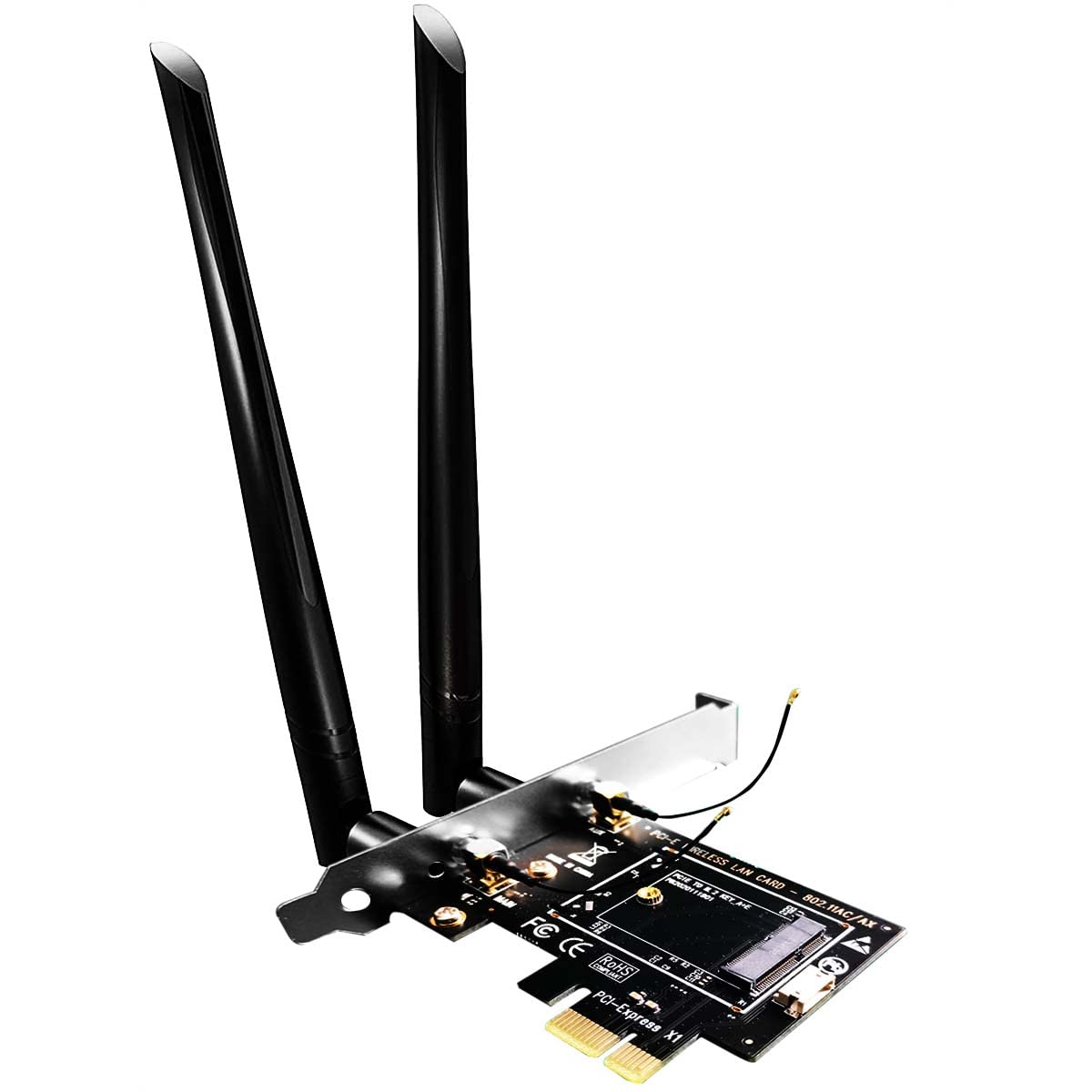 GLOTRENDS M.2 E Key - PCIe X1 WiFiアダプタ、M.2 WiFiモジュール用、6 dBi SMAアンテナ付属