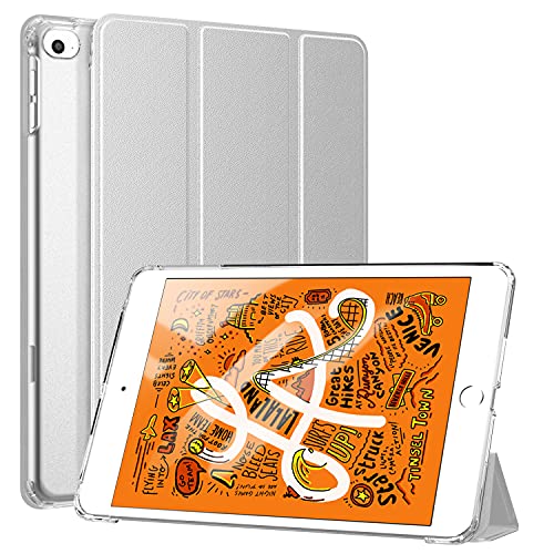 iPad mini5 ケース TiMOVO iPad Mini 5 ケース iPad mini4 ケース 第5世代 / 第4世代適用 半透明 薄型 PU レザー キズ防止 三つ折り TPU スタンド 衝撃吸収 オートスリープ機能付き ipad mini 第5世代 ケース SilverGray