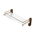 myoseya Wall Shelf アクリルWater-Ripple Shelf ウォールナットブラケット 長さ30cm 転倒防止手すり付き 飾りラック 収納便利 簡単組立 おしゃれ 暖色系和風