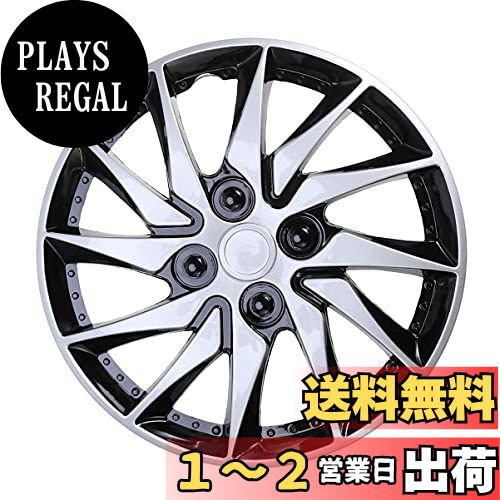 VORCOOL ホイールキャップ ホイールカバー 14インチ タイヤキャップ 車 汎用 1枚 シルバーブラック