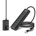 ROSONWAY USBnu3.0 dt 7|[g 2 in 1 P[u t 24W USB Hub A~ 5Gbps] Ztp[ƃoXp[p 12V 2A d ƗXCb`t