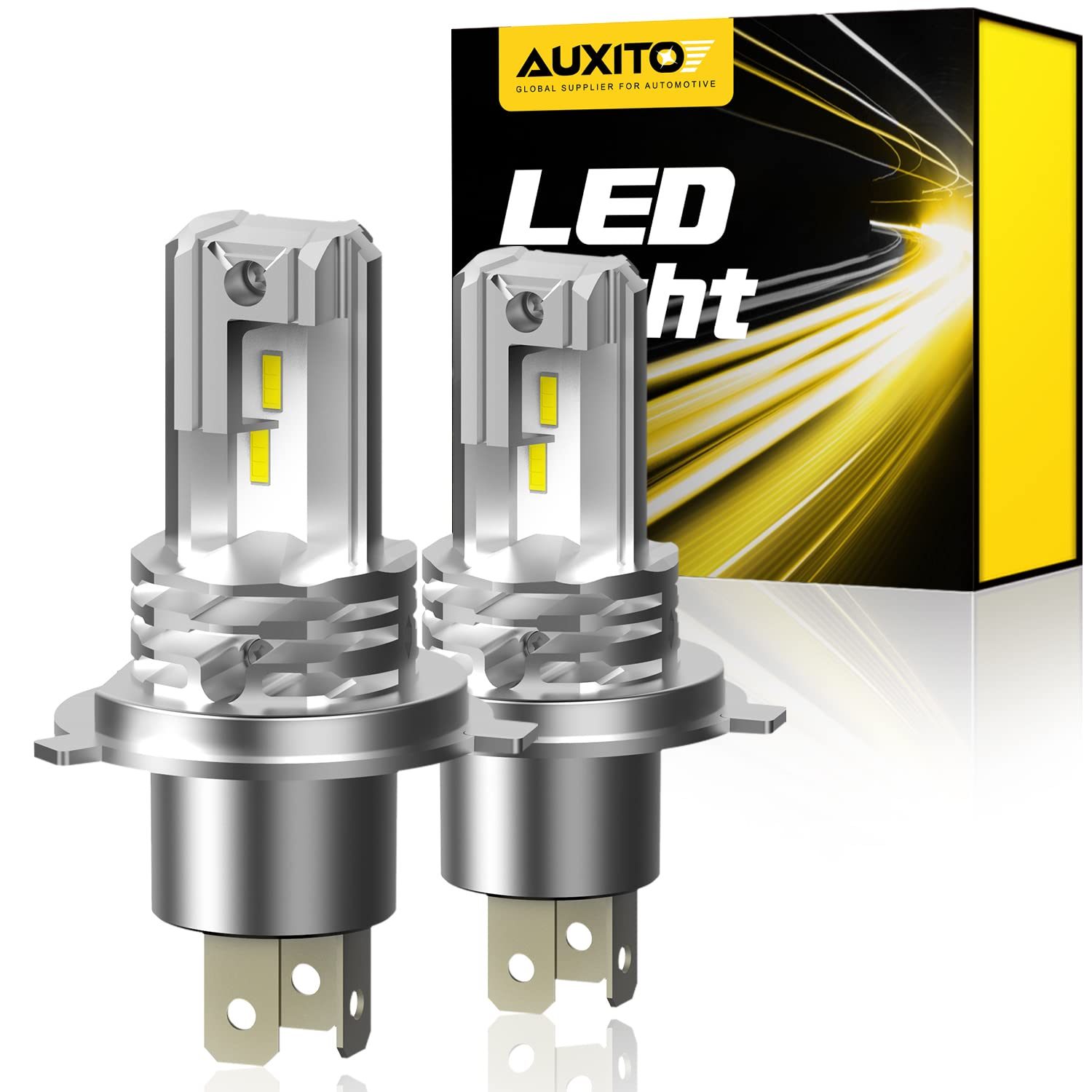 AUXITO H4 Hi/Lo LEDヘッドライト 車用 新基準車検対応 LED H4ヘッドライト 高輝度LEDチップ搭載 爆光 3倍明るさUP 純正ハロゲンと発光点一致 高輝度6000K 12V車対応 定電流回路搭載 長寿命 放熱性静音 瞬間起動 ファンレス2個入り ホワイト 販売者3年保証