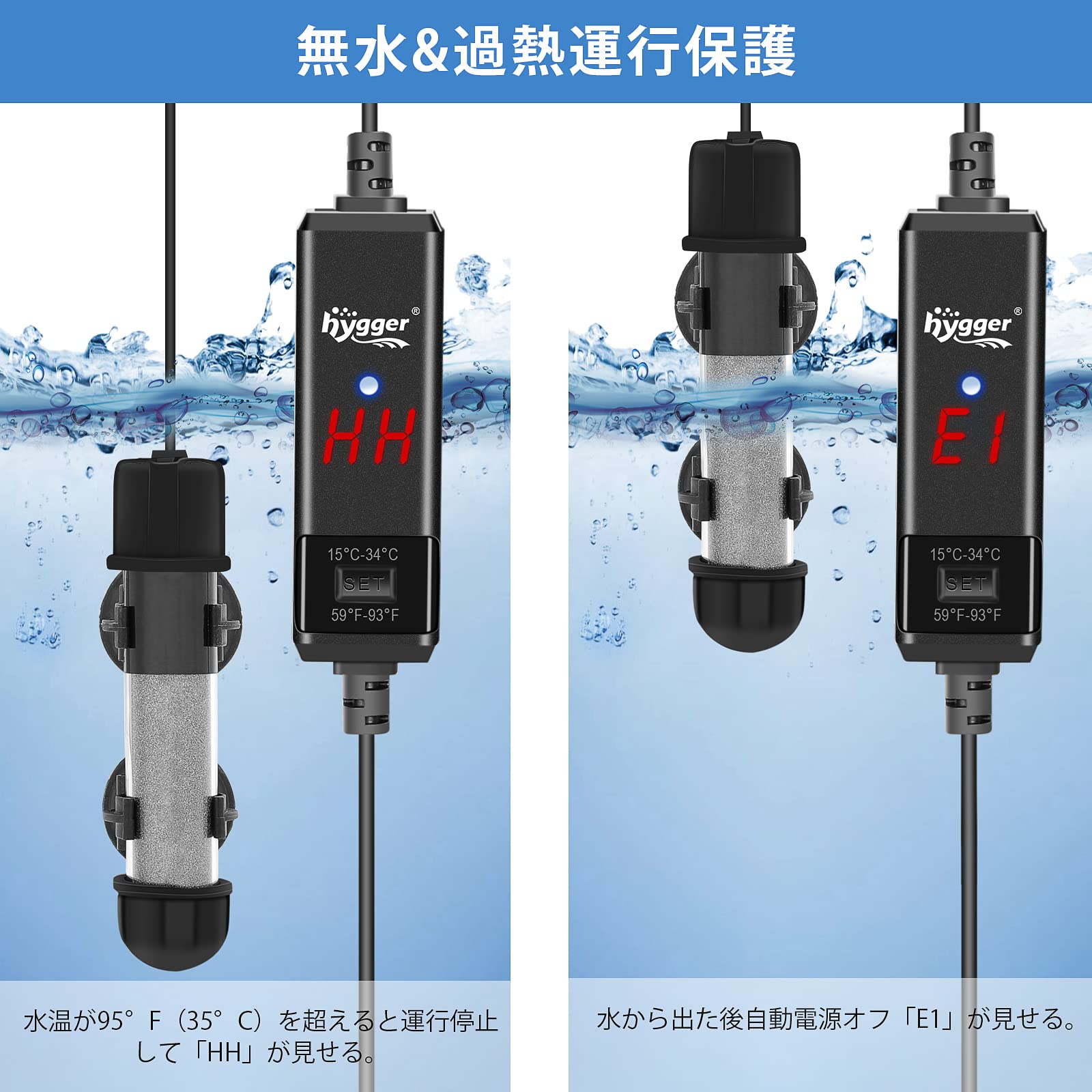 ������̵����Hygger ���� �ҡ����� �б��������饹 ����Ĵ��Ǥ��� �����ѥߥ˥ҡ����� �����դ� 10W25W50W100W 10��100L�����Ŭ�� (l)