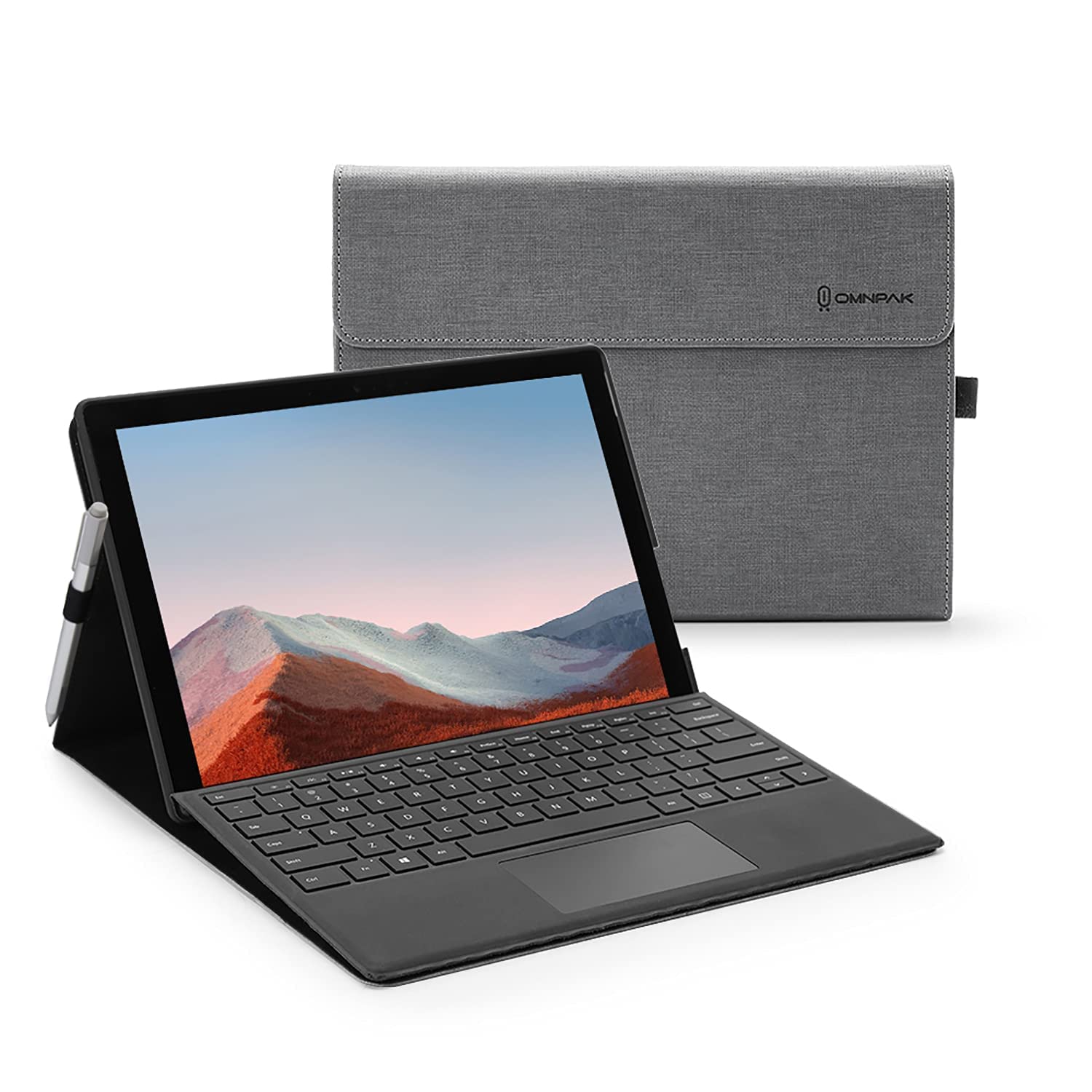 Omnpak 2023年発売のSurface Go4/ 2021年発売のSurface Go3/2020年発売のSurface Go2/Microsoft Surface GOに対応ケース 10.5インチ 表面内蔵保護カバー 多視角 スタンド 軽量 薄型 ペンホルダー付き PU スマート カバー タブレット対応